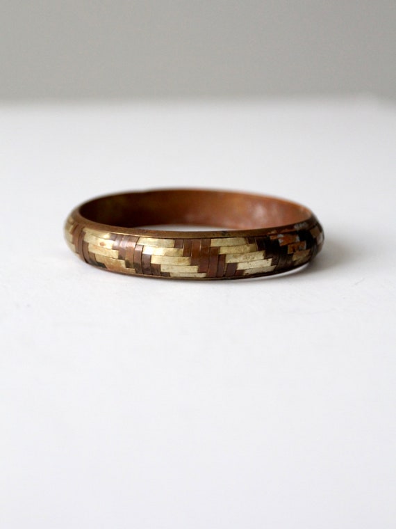 vintage mixed metal bangle, Mexican copper and bra