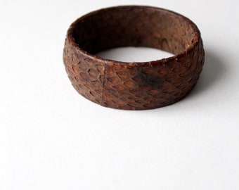vintage snakeskin bangle, chunky stacking bracelet