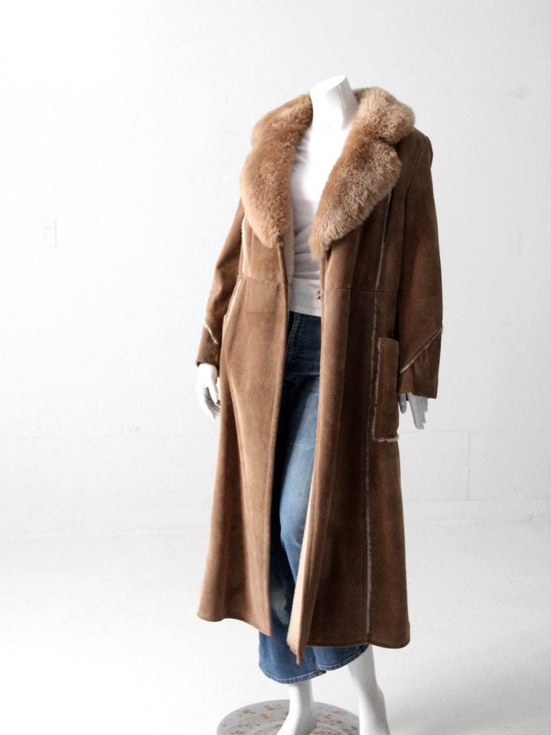 vintage 70s shearling full length coat image 2