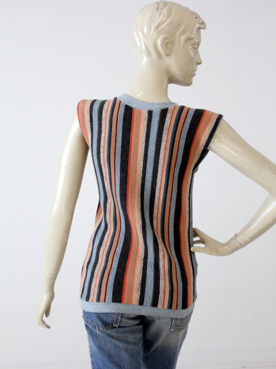 1980s sweater vest, sleeveless striped cardigan, … - image 3