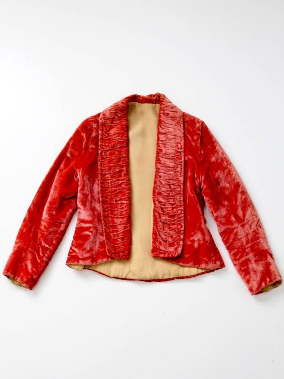 vintage velvet blazer, coral velvet jacket