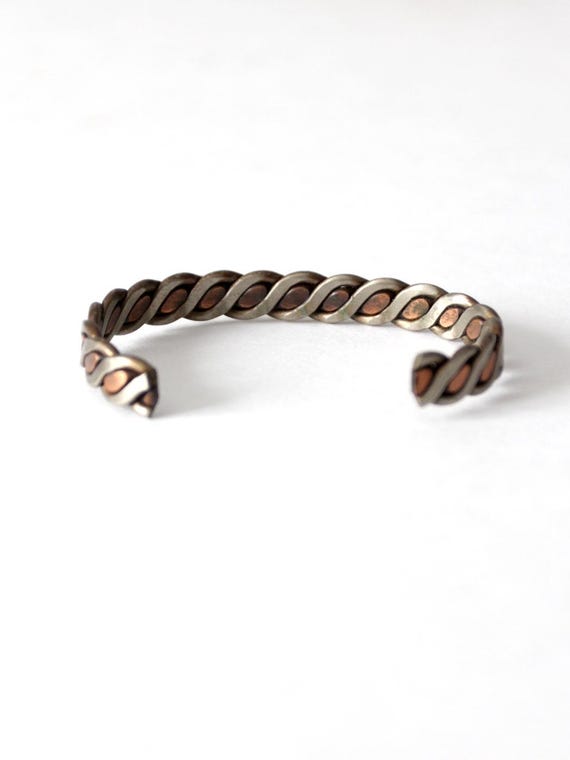 vintage mixed metal cuff bracelet - image 4
