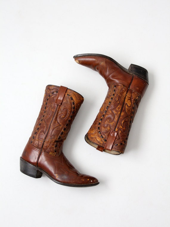 Vintage Lariat Cowboy Boots Brown Leather Boots Men s Size 9