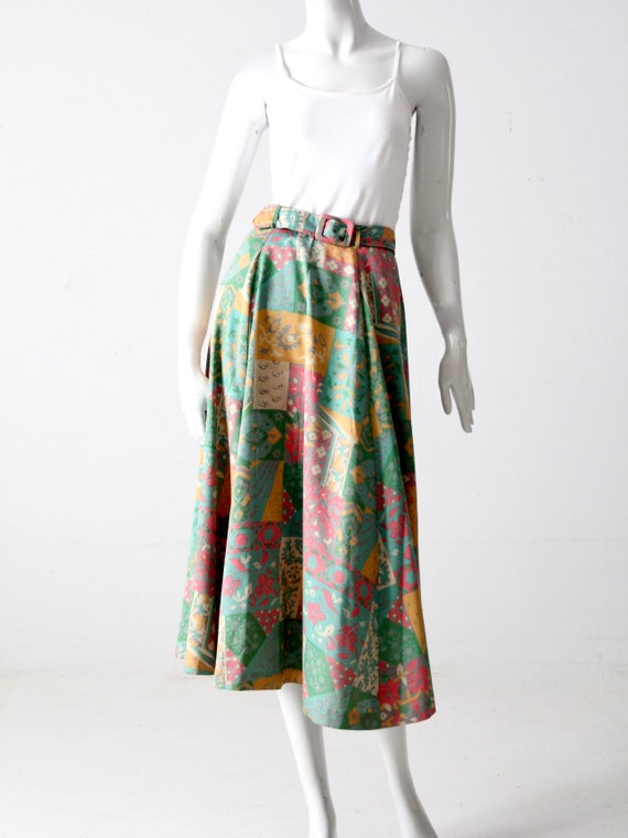 vintage 70s floral midi skirt - image 4