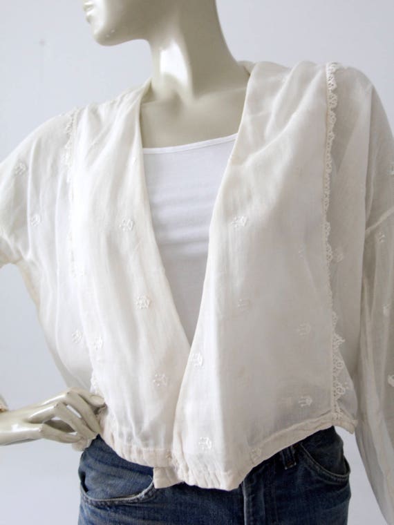 Edwardian blouse, 1900s sheer cotton top - image 3