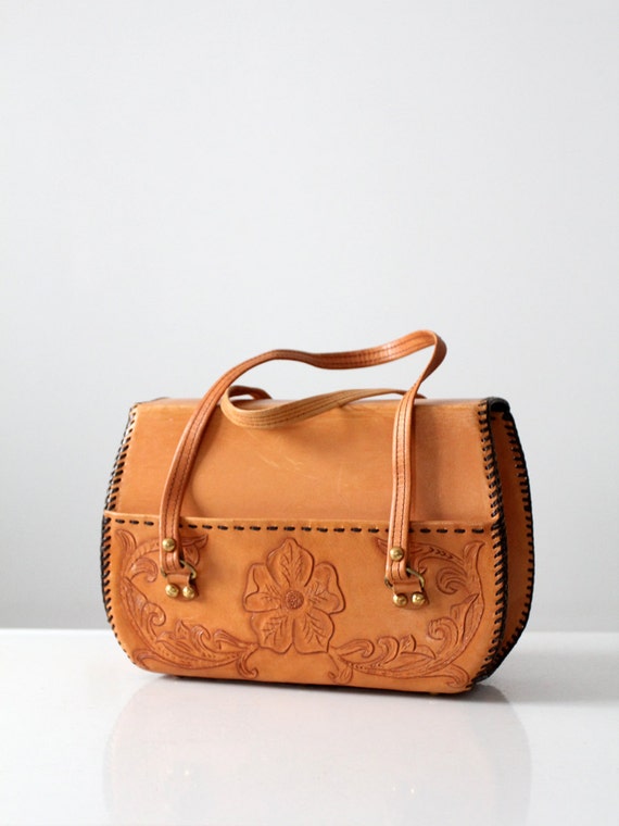 1960s tooled leather handbag - image 8
