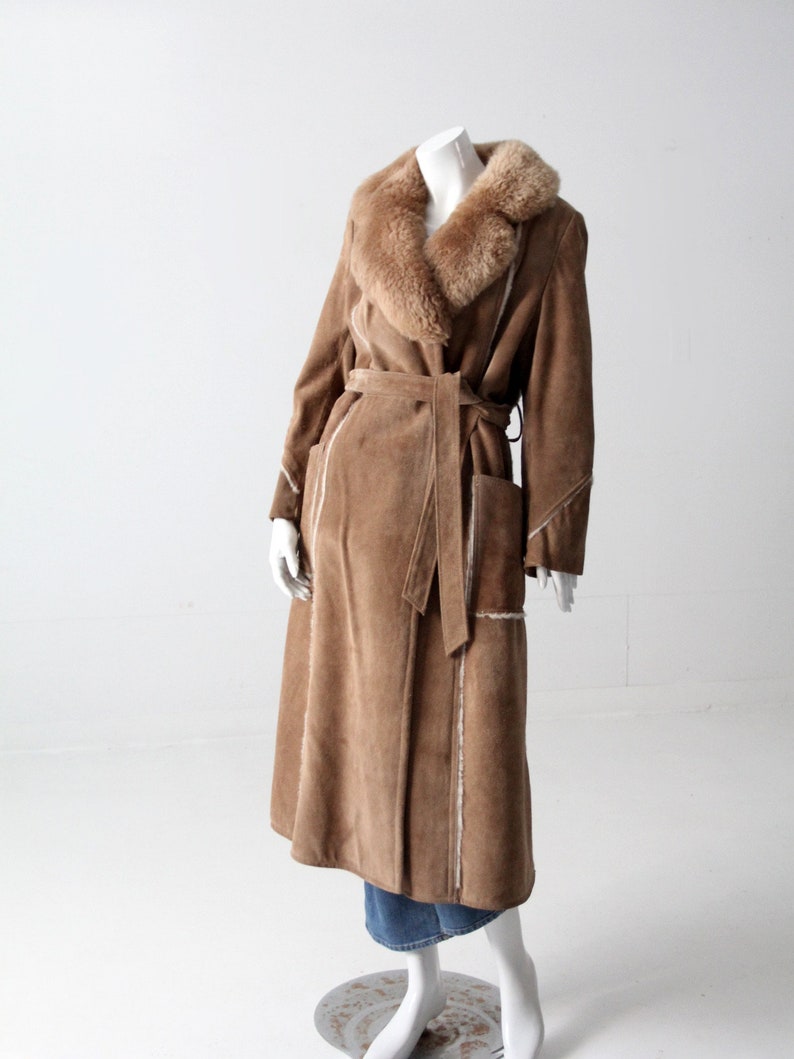 vintage 70s shearling full length coat image 5