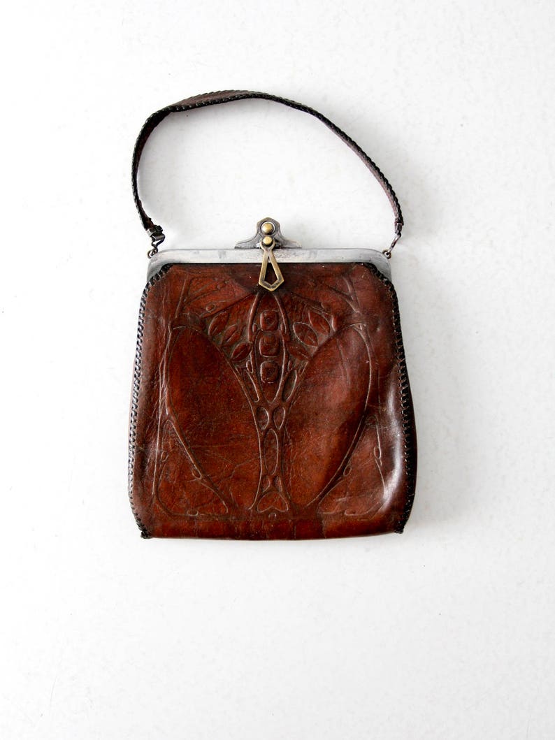 Arts & Crafts Leather Handbag Tooled Leather Bag - Etsy