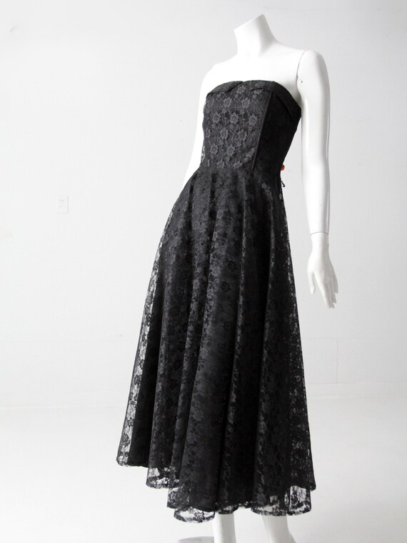 vintage 90s black lace strapless dress - image 9