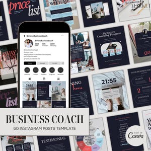 Coaching Instagram Template Canva | Business Coach Instagram Post | Aesthetic Modern Branding | Minimal Social Media | Highlights Covers