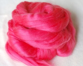 Cashmere Tops, Bright Pink, Coral, Fiber for Spinning, Felting, 1 oz, Destash