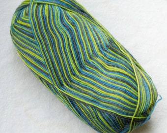 Self Striping Sock Yarn, Superwash Wool, Light Green Grey Turquoise, Sale, Fingering Weight, 100 g, 059495