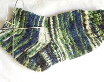 Wool Sock Yarn, Green Shades, Navy Blue, Black, Cream, Sale, Fingering Weight, 100 g, 074197
