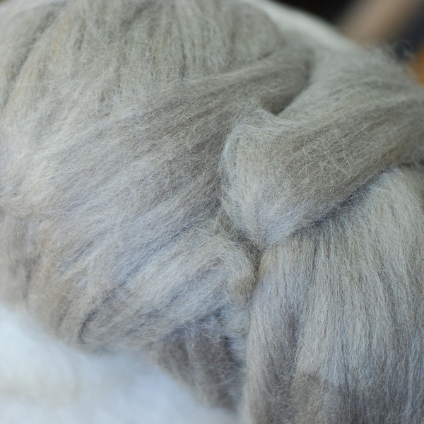 Yak Tops, Gray, Grey, Raw Color Luxury Roving, Fiber for Spinning, Felting, Destash