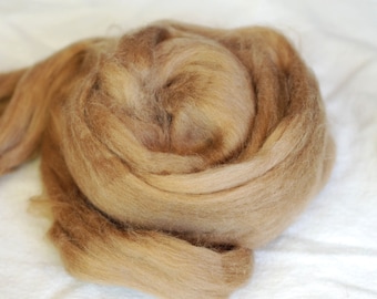Yak Tops, Light Brown, Raw Color Luxury Roving, Fiber for Spinning, Felting, Destash