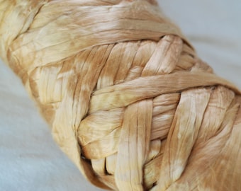 Mulberry Silk Tops, Beige, Gold, Natural, Bombix Silk Roving, Fiber for Spinning, Felting, 1oz