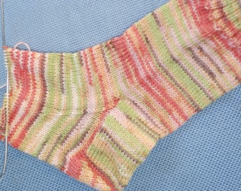 Self Striping Sock Yarn, Superwash Wool and Tencel, Gold, Green and Pink Shades, Sale, Fingering Weight, Ice Yarn, 076497