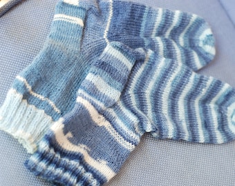 Wool Sock Yarn, Jean, Blue Shades, White, Sale, Fingering Weight, 100 g, 074070