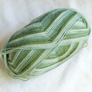 Self Striping Sock Yarn, Superwash Wool, Greens, Sale, Fingering Weight, Ice Yarn, 071877