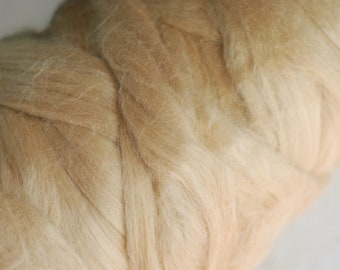 Tan Silk Roving, Tussah Silk Top, Fiber for Spinning, Felting