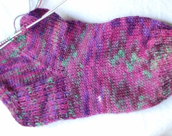 Wool Sock Yarn, Burgundy, Purple Green Pink, Sale, Fingering Weight, 100 g, 079157