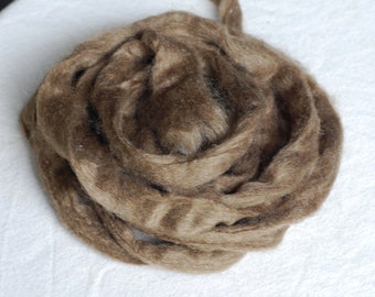 Silk Fiber, Peduncle Nassi Silk Roving, Fiber for Spinning, Felting, Natural Golden Brown Color