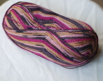 Self Striping Sock Yarn, Superwash Wool, Maroon, Pink Shades, Camel, Brown, Sale, Fingering Weight, Ice Yarn, 067412