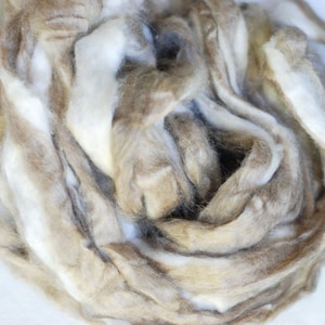Nassi & Mulberry Silk Sliver, Silk Fiber, Peduncle Nassi Silk Roving, Mulberry Silk, Fiber for Spinning, Felting, Natural Color