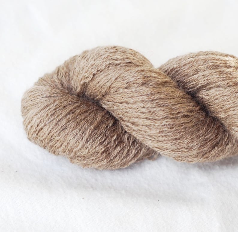 261 yards Light Brown Extra Fine Merino Wool Recycled Yarn Light Fingering