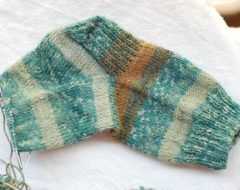 Self Striping Sock Yarn, Superwash Wool, Turqoise, Brown, Mint, Sale, Fingering Weight, 100 g, 074839