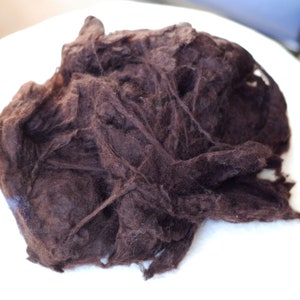 Mongolian Cashmere, Dark Brown, Carded Fiber for Spinning, Felting, Destash