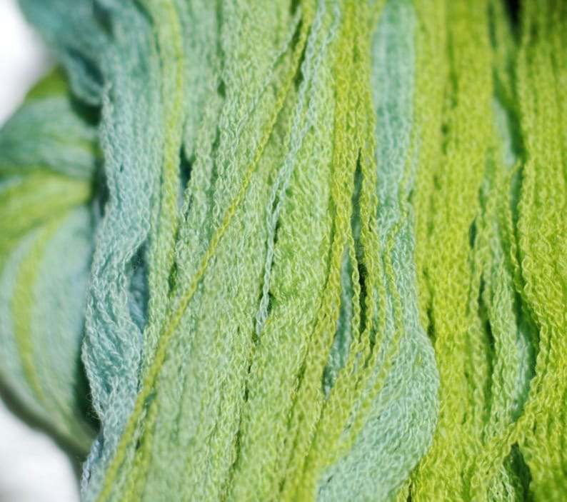 Blue Hand Dyed Hand Painted Recycled Green-Yellow Merino Gradient Yarn lot #6 Lace Weight 504 yards