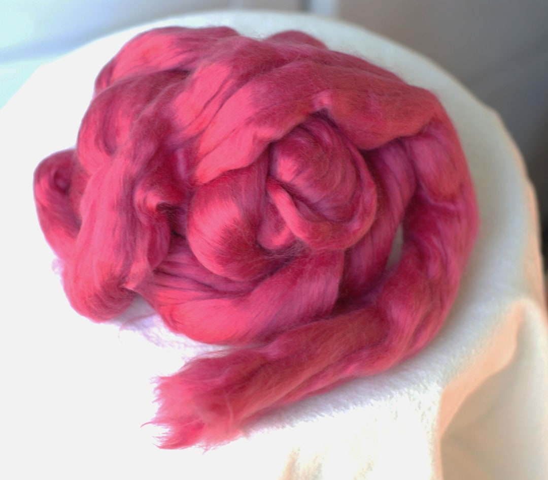 Mongolian Cashmere Tops, Raspberry Color, Fiber for Spinning, Felting ...