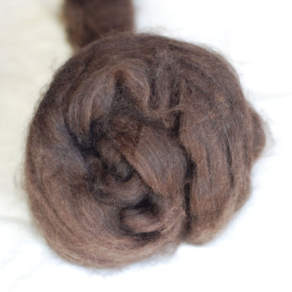 Yak Tops, Dark Brown, Raw Color Luxury Roving, Fiber for Spinning, Felting, Destash