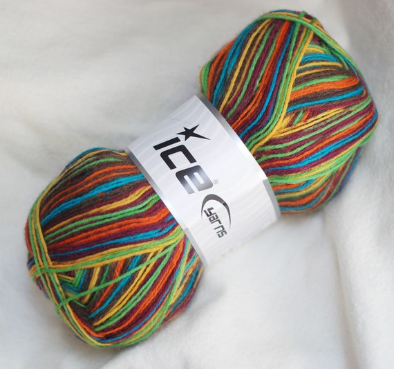 Self Striping Sock Yarn Superwash Wool Brown Yellow Green