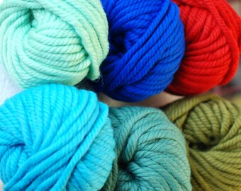 Jumbo Merino Wool, Red, Blue, Turquoise, Olive, Mint or Sage Colors, 100g