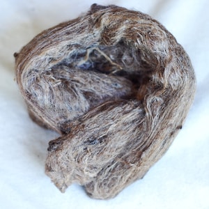 Silk Fiber, Raw Wild Tussar Silk, Fiber for Spinning, Felting, Natural Golden Brown Color