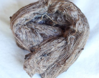 Silk Fiber, Raw Wild Tussar Silk, Fiber for Spinning, Felting, Natural Golden Brown Color