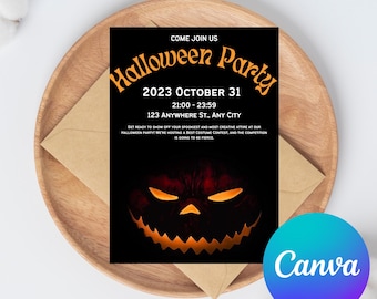 Editable Halloween Party Invitation, Printable Halloween Party Invite, Digital Costume Party Evite, Textable Halloween Invitation, Canva