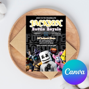 Fort Game Birthday Invitation Editable Birthday Invite download CANVA Birthday Party Template Video Game Birthday Gamer Card Gamer Party