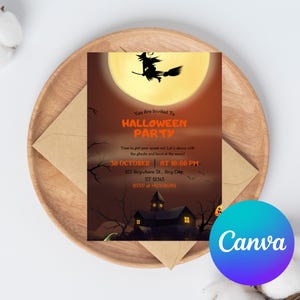 Editable Halloween Party Invitation, Printable Halloween Party Invite, Digital Costume Party Evite, Textable Halloween Invitation, Canva