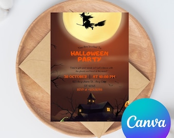Editable Halloween Party Invitation, Printable Halloween Party Invite, Digital Costume Party Evite, Textable Halloween Invitation, Canva