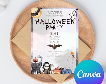 Editable Adult Halloween Party Invitation, Disco Halloween Costume Party Invite, Skull Halloween Birthday, Printable, Text Invitation