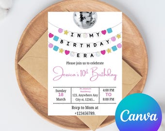 In My Birthday Era Friendship Bracelet Invitation, Girl Birthday Invitation, Birthday Era Digital Download, Printable Editable Template