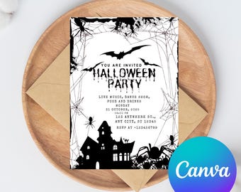 Editable Adult Halloween Party Invitation, Disco Halloween Costume Party Invite, Skull Halloween Birthday, Printable, Text Invitation