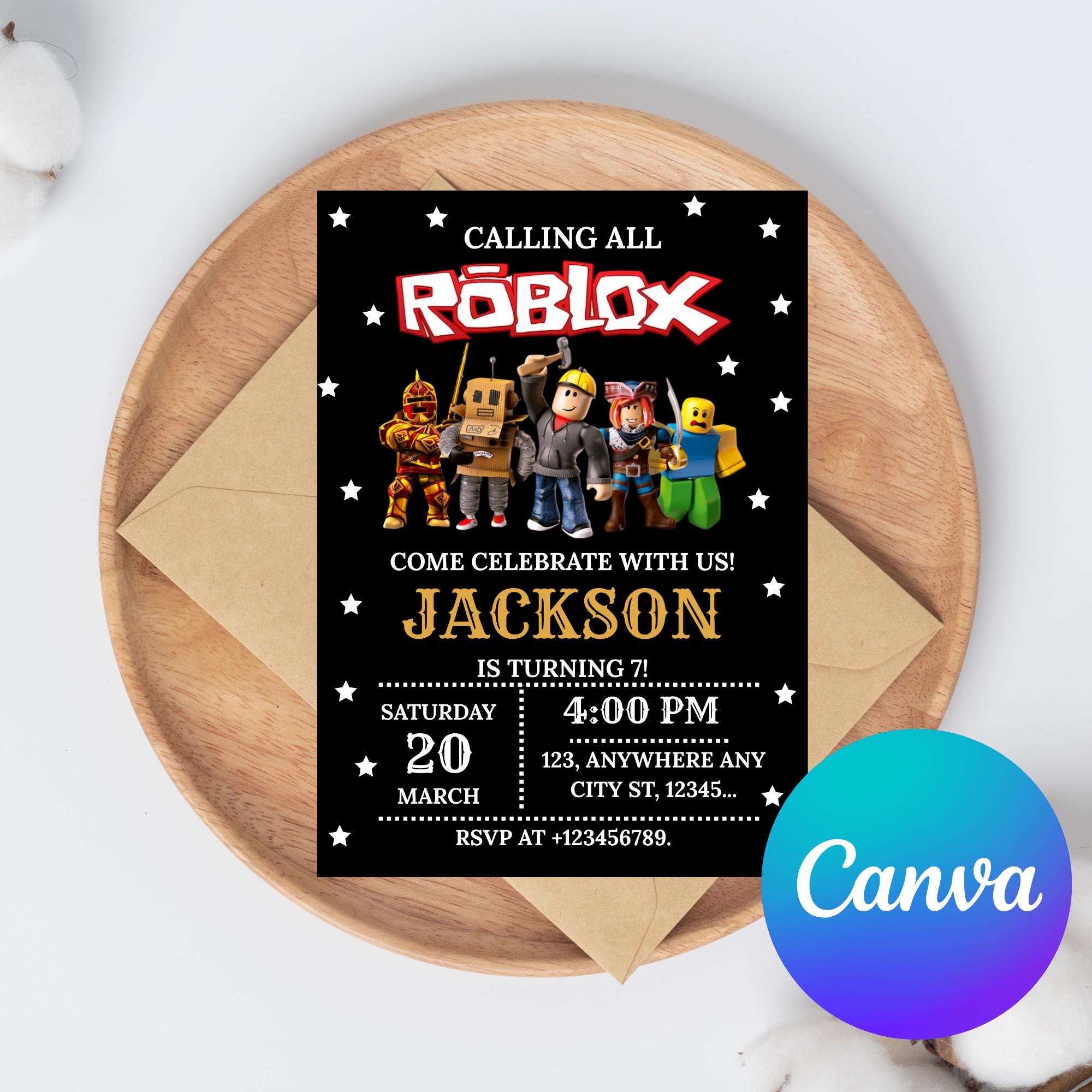 Editable Roblox Birthday Invitation Template, Game Party Invite for ...