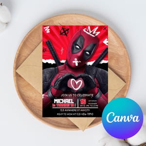 Editable Deadpool and Wolverine Birthday Invitation, Wolverine Deadpool Superheroes Party, printable Invitation