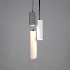 Modern Minimalist Concrete Pendant Light Trio – Industrial Hanging Lights for Kitchen Island, Dining Room, Bar Brown, White, Dove Grey