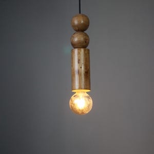 Scandinavian Wooden Pendant Light – Minimal Boho Hanging Lamp – Natural Wood Ceiling Light image 11