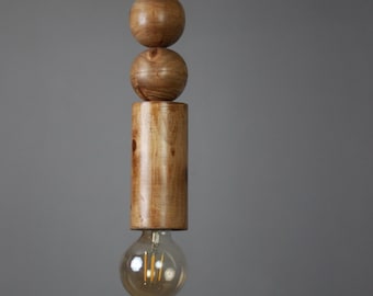 Scandinavian Wooden Pendant Light – Minimal Boho Hanging Lamp – Natural Wood Ceiling Light